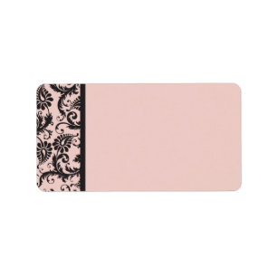 Blush Pink and Gray Damask Address Label Blank