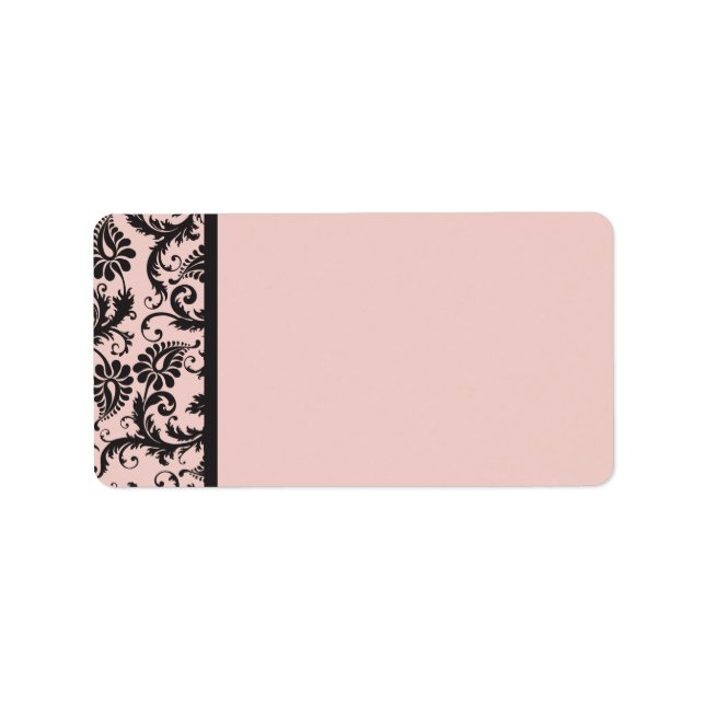 Blush Pink and Gray Damask Address Label Blank (Front)