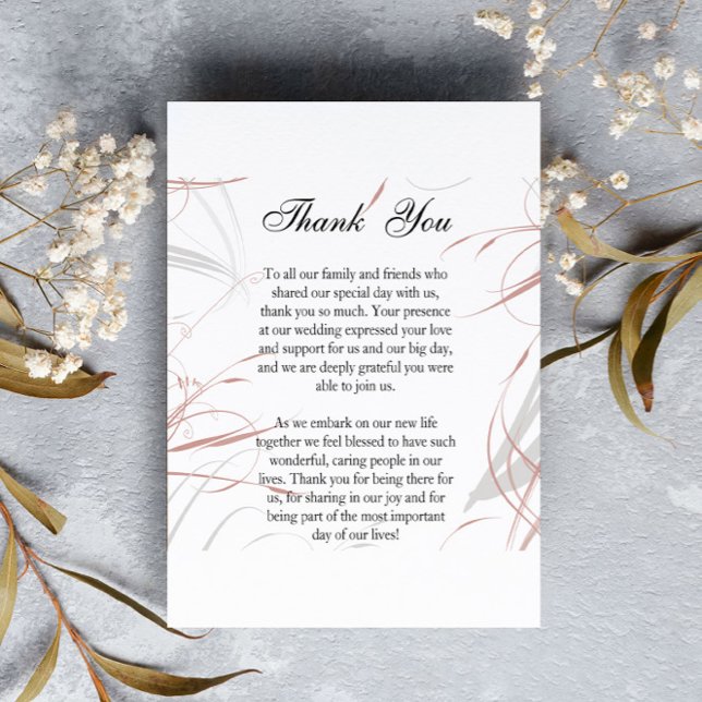 Blush Pink and Gray Flourishes Wedding Thank You (Creator Uploaded)