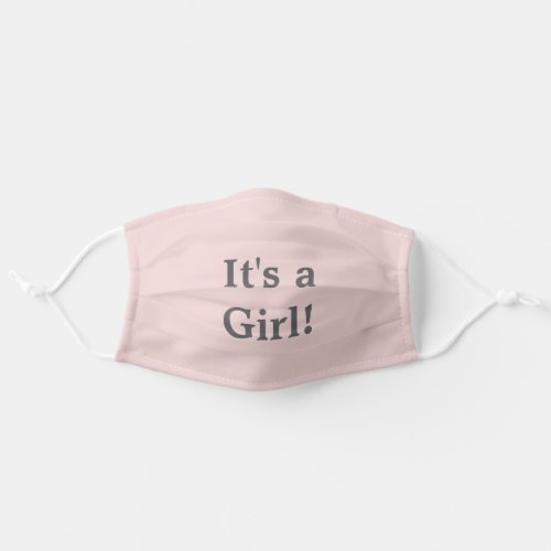 Blush Pink and Gray Its a Girl Adult Cloth Face Mask