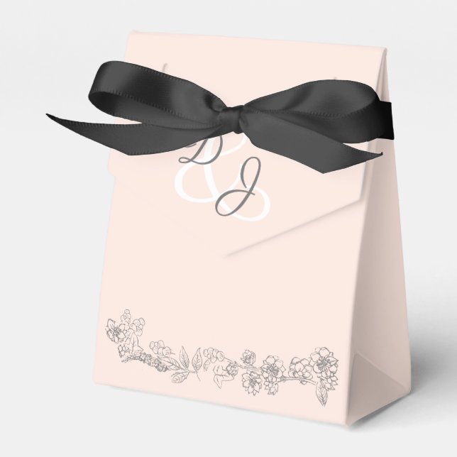 Blush Pink and Gray Wedding Favor Boxes (Front Side)