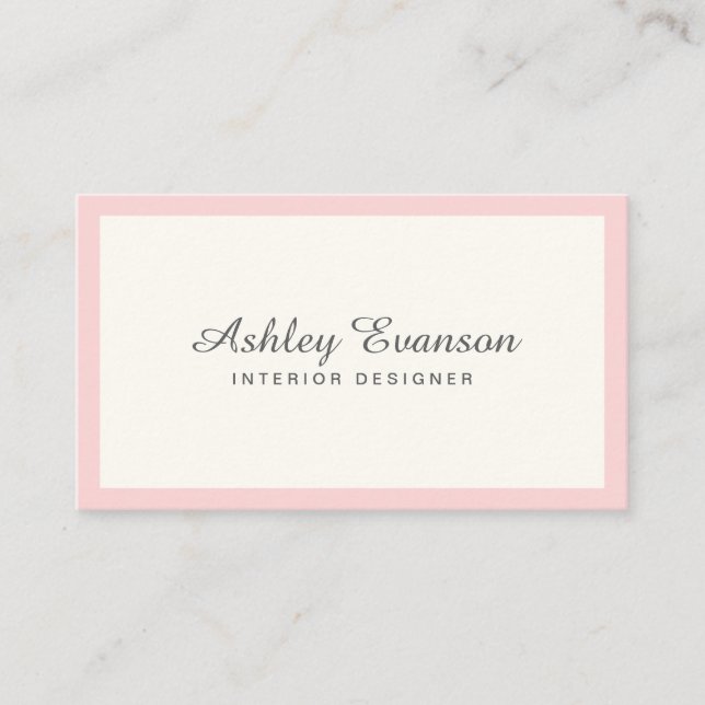 Blush Pink and Ivory Simple Elegant Business Cards (Front)
