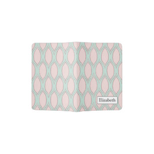 blush pink and mint Modern Geometric Pattern Passport Holder