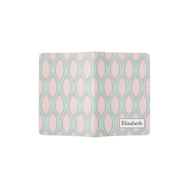 blush pink and mint Modern Geometric Pattern Passport Holder (Opened)