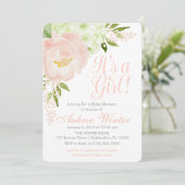 Blush Pink and Mint Spring Floral Girl Baby Shower Invitation (Standing Front)