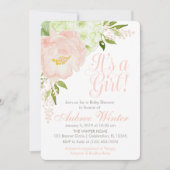 Blush Pink and Mint Spring Floral Girl Baby Shower Invitation (Front)
