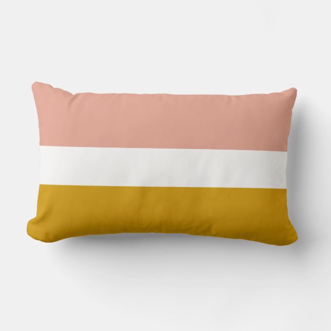 Blush Pink and Mustard Color Block Stripe Lumbar Pillow (Front)