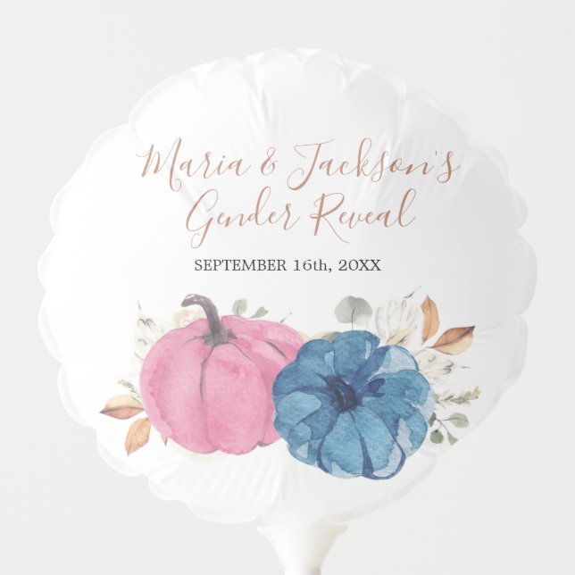 Blush Pink and Navy Pumpkin Baby and Bridal Shower Balloon (Front)