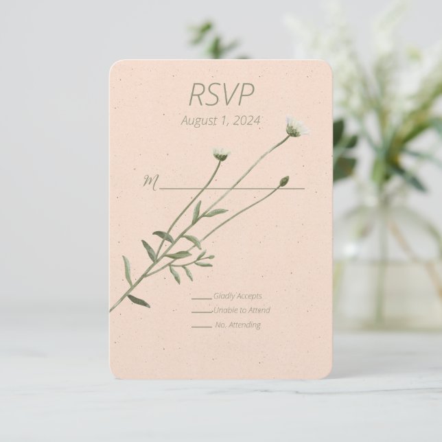 Blush Pink and One Single Daisy Response Card (Standing Front)