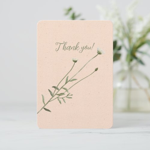 Blush Pink and One Single Daisy Thank You Card