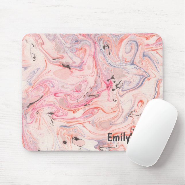 Blush Pink and Purple Marbling Mouse Pad (With Mouse)