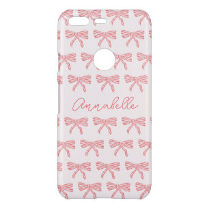 Blush pink and red striped bows coquette uncommon google pixel case