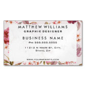 Blush Pink and Red Watercolor Floral Roses Magnetic Business Card (Front)