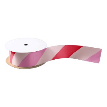 Blush Pink And Red Wide Stripe Satin Ribbon by HoundandPartridge at Zazzle