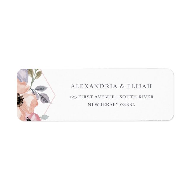 Blush Pink and Rose Geometric Floral | Wedding Label (Front)