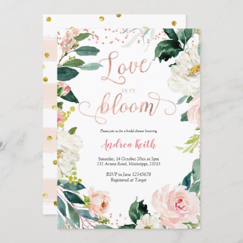 Blush pink and Rose Gold Bridal Shower Invitation