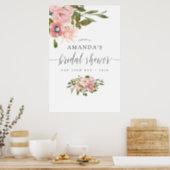 Blush Pink and Rose Gold Bridal Shower Welcome Poster (Kitchen)