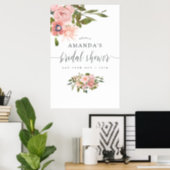 Blush Pink and Rose Gold Bridal Shower Welcome Poster (Home Office)