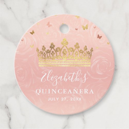 Blush Pink and Rose Gold Crown Thank You Gift Favor Tags