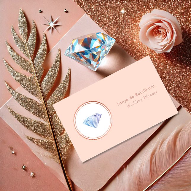 Blush Pink and Rose Gold Diamond Wedding Planner Business Card (Creator Uploaded)