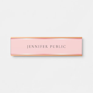Blush Pink and Rose Gold Elegant Name Home House Door Sign