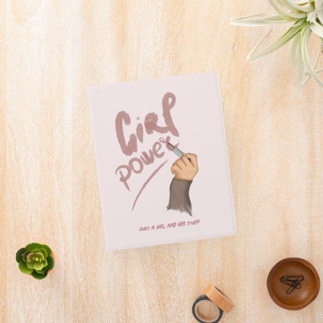 Blush Pink and Rose Gold Empowering Girl Power Mini Binder (InSitu)