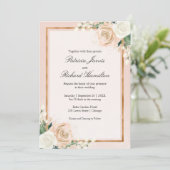 Blush Pink and Rose Gold Floral Elegant Wedding Invitation | Zazzle