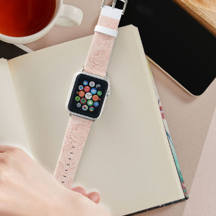 Tjs Rose Flowers Marble Silicone Watch Band Strap for Apple Watch