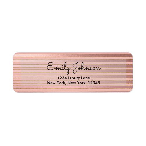 Blush Pink and Rose Gold Foil with Stripes Label