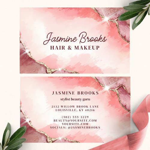 Blush Pink And Rose Gold Glitter Business Card