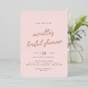 Blush Pink and Rose Gold Simple Bridal Shower Foil Invitation