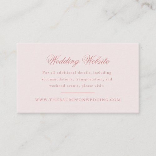 Blush Pink and Rose Simple Elegant Small Website Enclosure Card