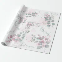 Boho Wedding Sage Watercolor Floral Bridal Shower Wrapping Paper