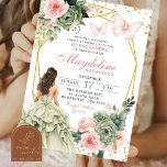 Blush Pink and Sage Green Floral Mexican Princess Invitation<br><div class="desc">Blush Pink and Sage Green Floral Mexican Princess Quinceanera Invitation | Sweet 16th Quinceasera Birthday Girl,  Geometric Gold Royal Princess Quince Invitation,  Castle and Floral Quinceanera,  Mexican Girl Birthday Party,  Royal Princess Quince Birthday Invitation.</div>