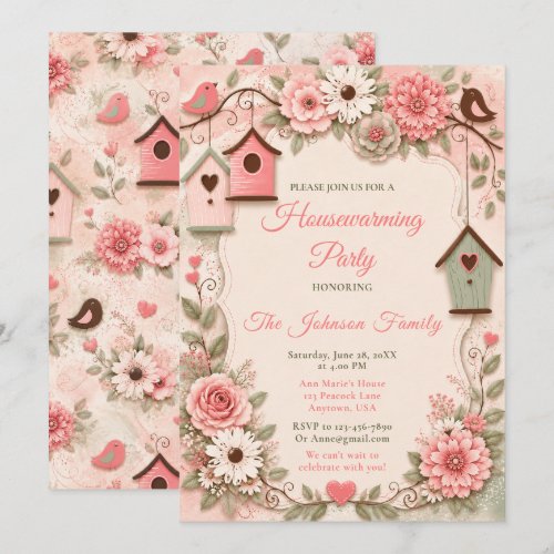Blush Pink and Sage Green Housewarming Invitation