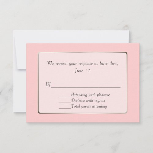 Blush Pink and Silver Tone RSVP Card