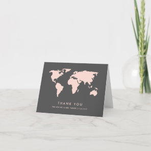 Blush Pink and Smoky Gray | World Map Thank You