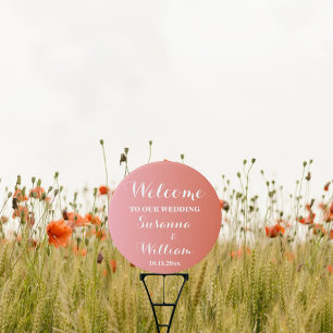 Blush Pink And Terracotta Gradient Welcome Wedding Sign