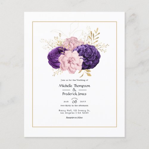 Blush Pink and Violet Floral Wedding Flyer