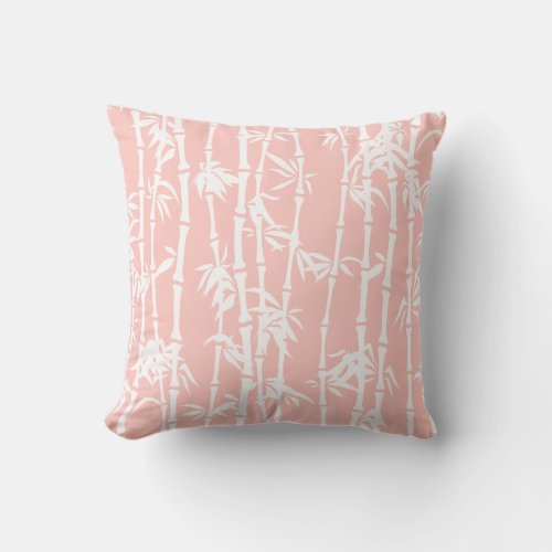 Blush pink and white bamboo custom throw pillow