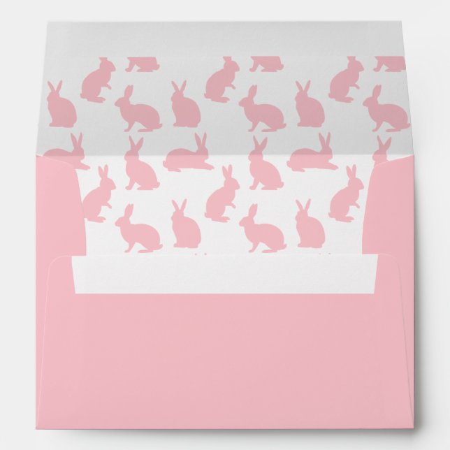 Blush Pink And White Bunny Prints Happy Easter Envelope (Back (Bottom))