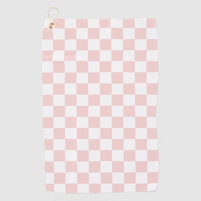 Blush Pink and White Checkered Golf Towel (Front)