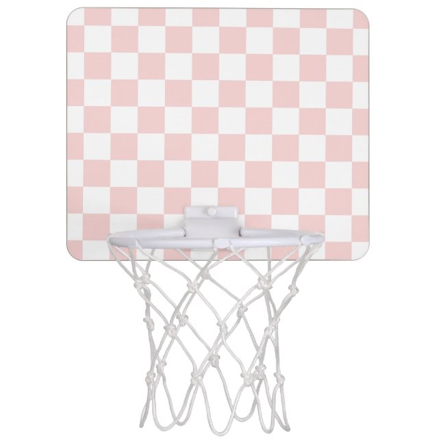 Blush Pink and White Checkered Mini Basketball Hoop (Front)