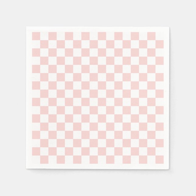 Blush Pink and White Checkered Napkins (Front)