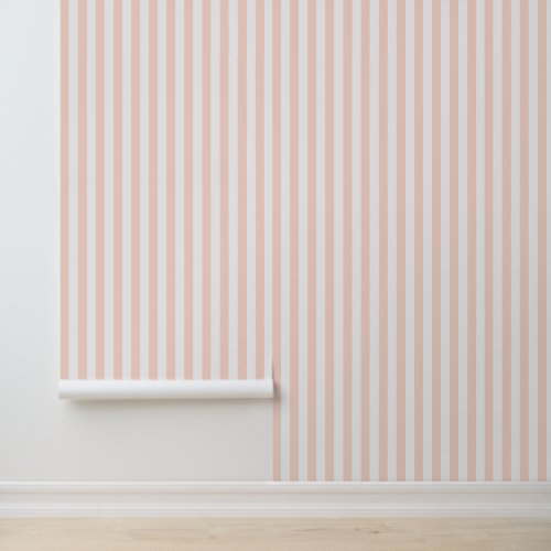 Blush Pink and White Classic Vertical Stripes Wallpaper