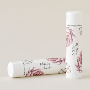 Blush Pink and White Cotton Wedding Favor Lip Balm