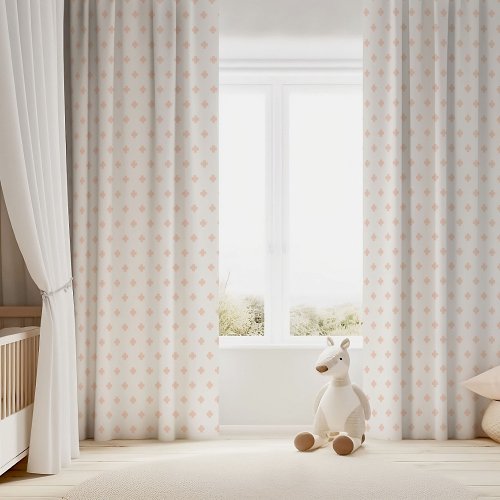 Blush Pink and White Cross Blackout Curtains