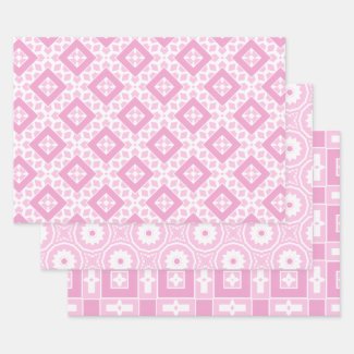 Blush Pink and White Cute Girly Geometric Patterns
