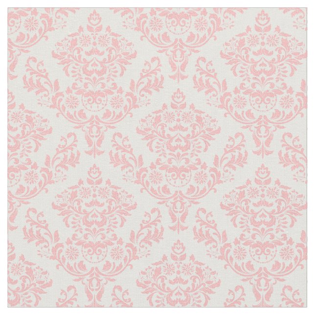 Blush Pink and White Damask Fabric (Close Up)