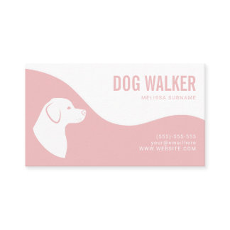 Blush Pink And White Dog Silhouette Dog Walker Business Card